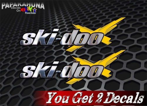 2 ski-doo silver chrome 28" vinyl decals snowmobile sled skandic mxz tnt sticker