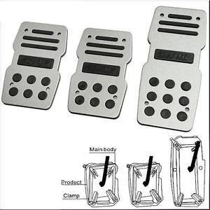 Car manual transmission pedals aluminum silver x 3 pieces #1