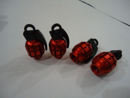 Car grenade model wheel air valve caps set 4 pieces red