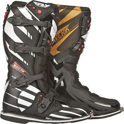 Fly racing f4 blk/wht sz 13 maverik f4 motocross boots black/white 13