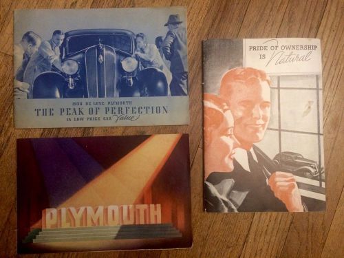 Vintage 1936 plymouth sales brochure lot of 3 de luxe plymouth
