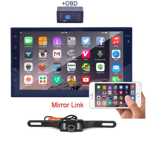 7" 2 din android 4.4.4 mirror link car stereo gps radio quad core 3g wifi obd bt