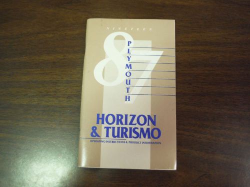 1987 plymouth horizon &amp; turismo owners manual in sleeve