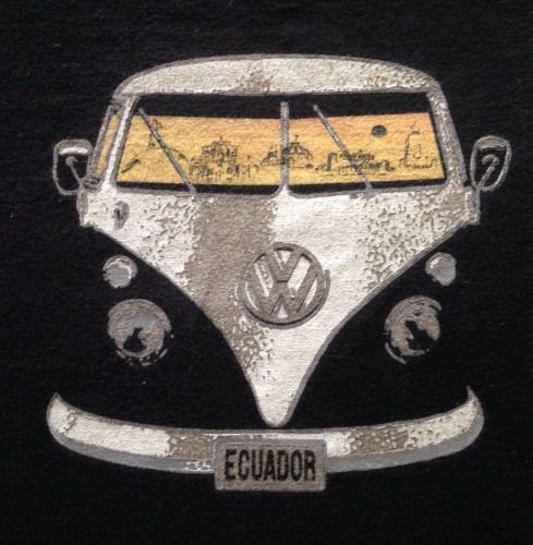 Vw micro bus front t shirt ecuador men's  black l