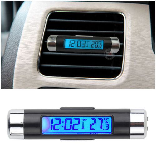 Car thermometer clock calendar  lcd clip-on digital backlight automotive free