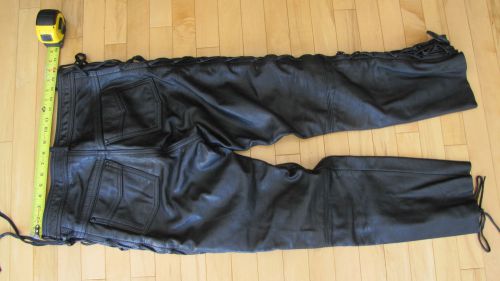 Mens echtes lace up leather motorcycle pants