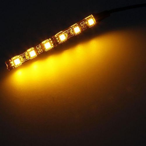 2x mini strip black led motorcycle turn signal universal amber lights strip 6led