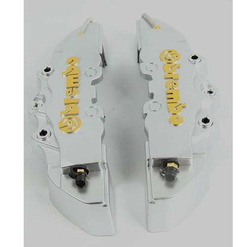Silver 3d brembo style brake caliper disc cover universal fit 16"/17" car wheel
