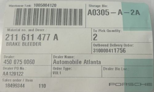 Porsche 924/928 Brake Bleeder/ Bleeder Valve 211611477A, US $4.24, image 6