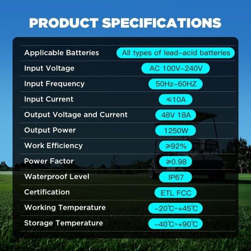 48 Volt 18 Amp Golf Cart Smart Battery Charger Round 3 Pin Plug for Club Car, US $119.00, image 5