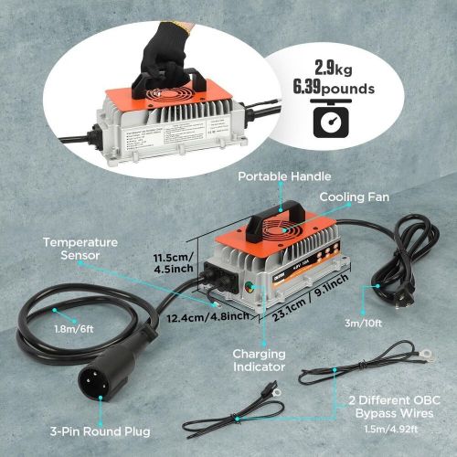 48 Volt 18 Amp Golf Cart Smart Battery Charger Round 3 Pin Plug for Club Car, US $119.00, image 6