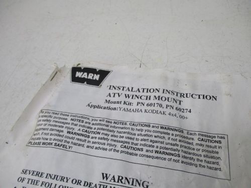 2000-2002 Yamaha Kodiak 400 Warn Winch Mounting Plate 60170, US $35.00, image 2