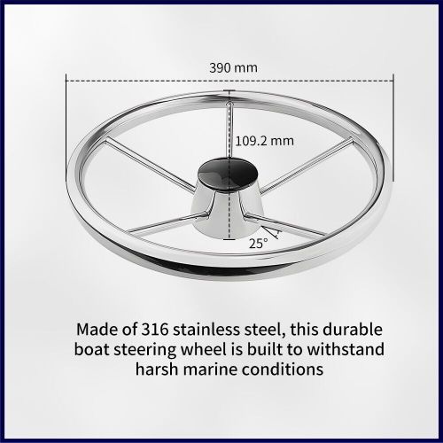 Alastin Boat Marine 15-1/2 inch 5 Spoke Stainless Steel Steering Wheel, US $119.27, image 9