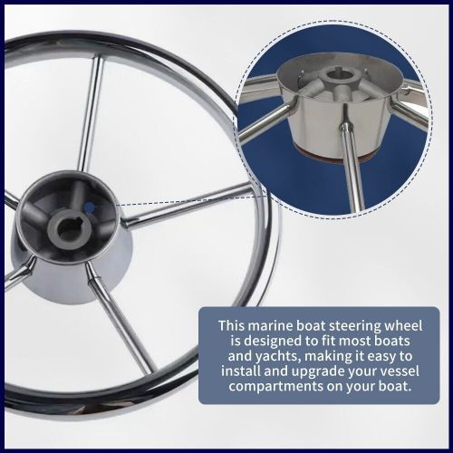 Alastin Boat Marine 15-1/2 inch 5 Spoke Stainless Steel Steering Wheel, US $119.27, image 11