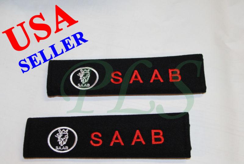 Saab seat belt cover shoulder pads black cushion pair