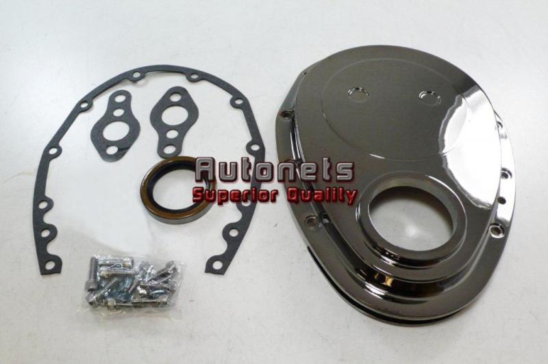 Find Black Chromed Billet Aluminum Timing Chain Cover Chevy 283350