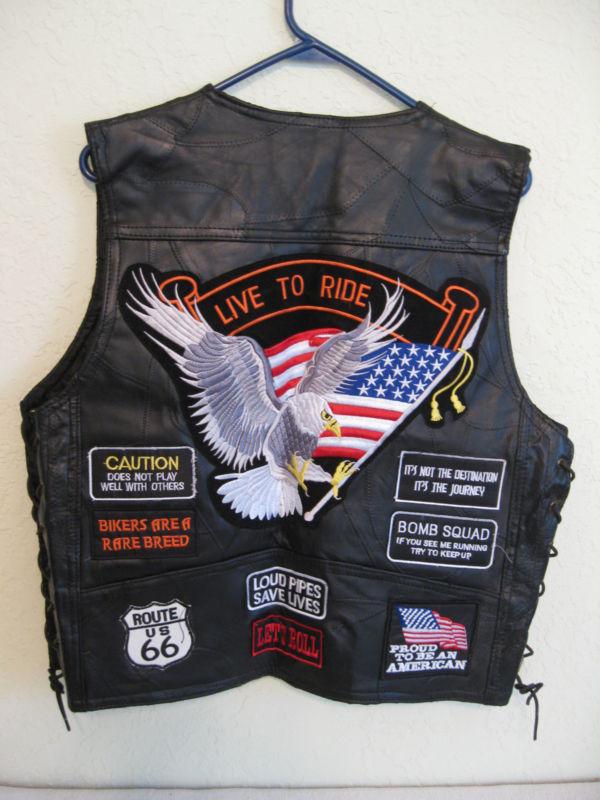 Genuine Buffalo Leather Biker Vest (Black), US $34.95, image 4