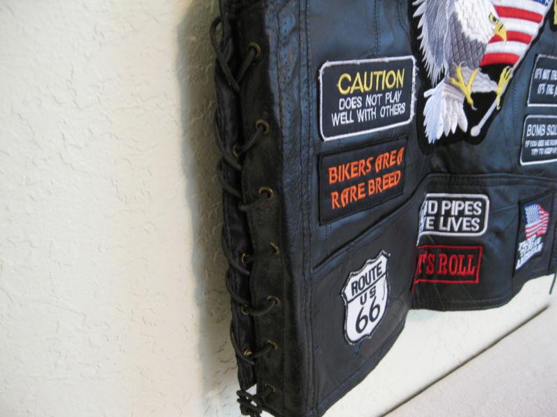 Genuine Buffalo Leather Biker Vest (Black), US $34.95, image 9