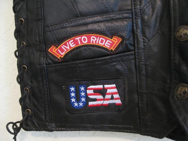 Genuine Buffalo Leather Biker Vest (Black), US $34.95, image 11