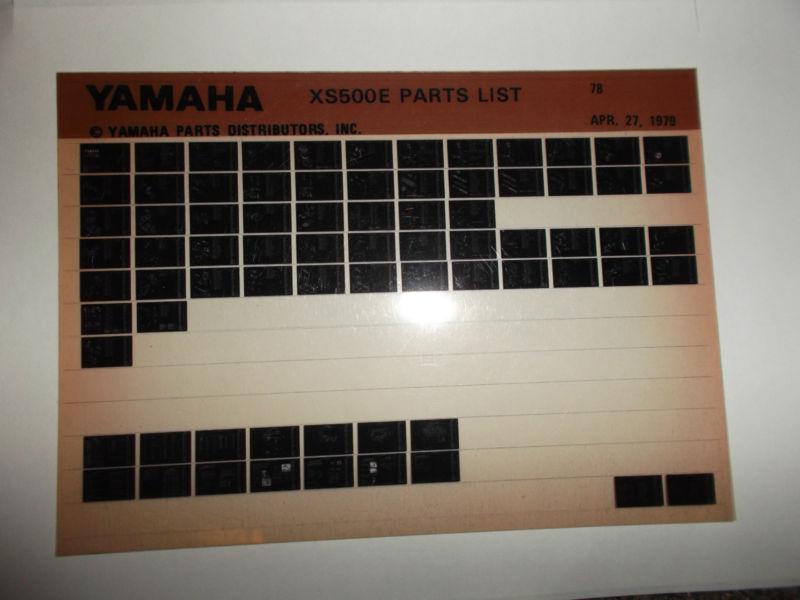 Find 1978 Yamaha Motorcycle XS500E Microfiche Parts Catalog XS 500 E in