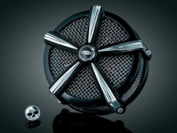 Kuryakyn hi five mach 2 air cleaner black/chrome for hd flh flt flstse 2008-2012