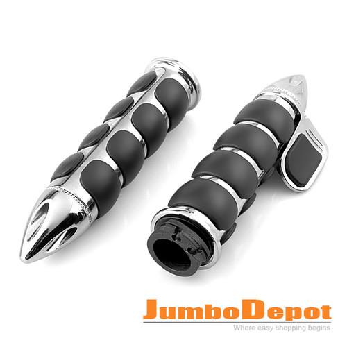 New Motorcycle Chrome Black Handle Bar Hand Grips Pair for 1
