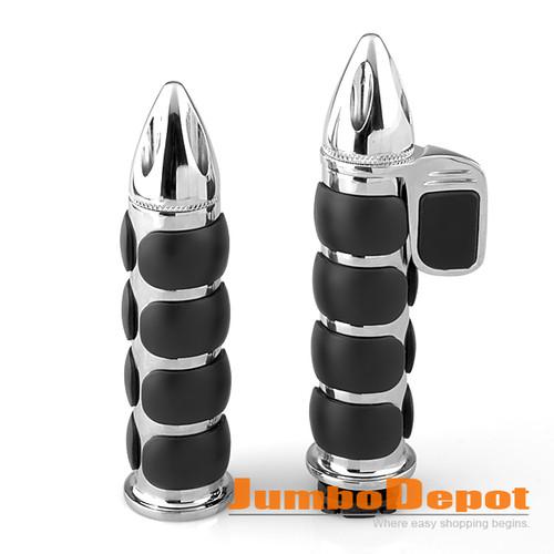New Motorcycle Chrome Black Handle Bar Hand Grips Pair for 1