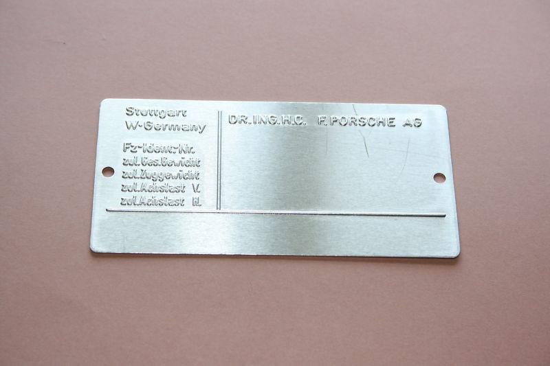 Porsche 911 928 924 944 car identification id plate genuine  nos