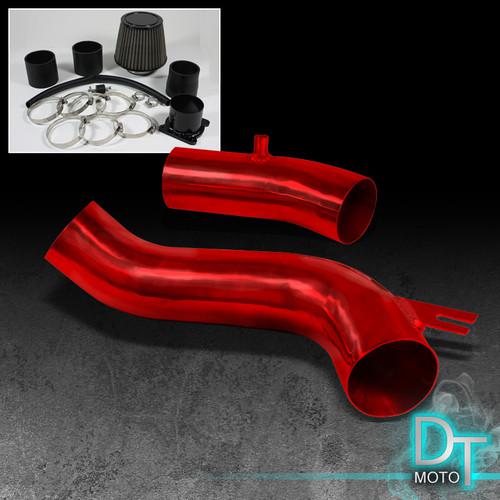 Stainless washable cone filter+cold air intake 02-06 sentra spec-v red aluminum