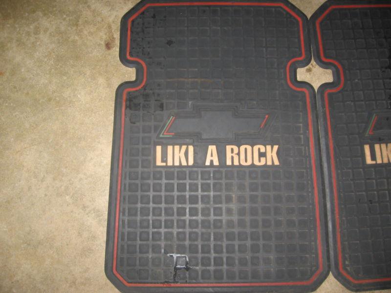 SET OF 2 CHEVY RUBBER FLOOR MATS BLACK WITH CHEVY LIKE A ROCK LOGO, US $20.00, image 2