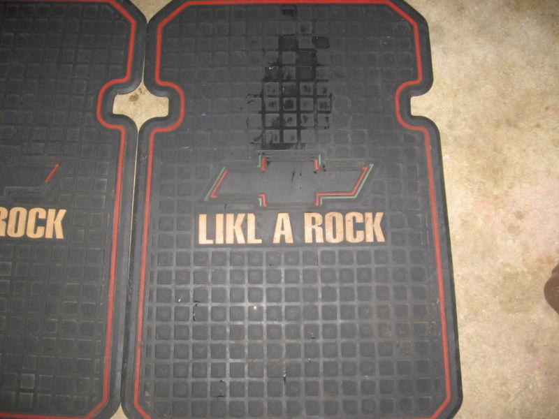 SET OF 2 CHEVY RUBBER FLOOR MATS BLACK WITH CHEVY LIKE A ROCK LOGO, US $20.00, image 3