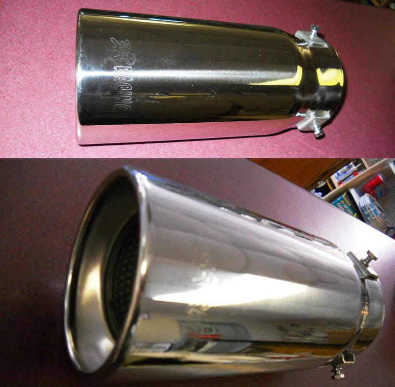 Chrome exhaust tip,adjustable with set screws from 2 1/2" - 3 3/4", 10 3/4" long