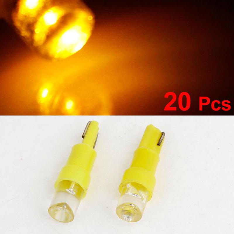 20 pcs t5 wedge concave head yellow led side marker lights bulbs dc 12v for car