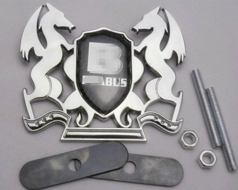 For brabus unique design car front grille emblem badge metal+ real carbon fiber