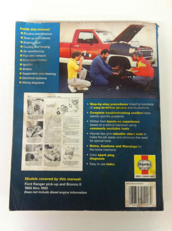 Haynes Ford Ranger Bronco II Repair Manual 1983-1992 Automotive Truck 2WD 4WD, US $14.99, image 2