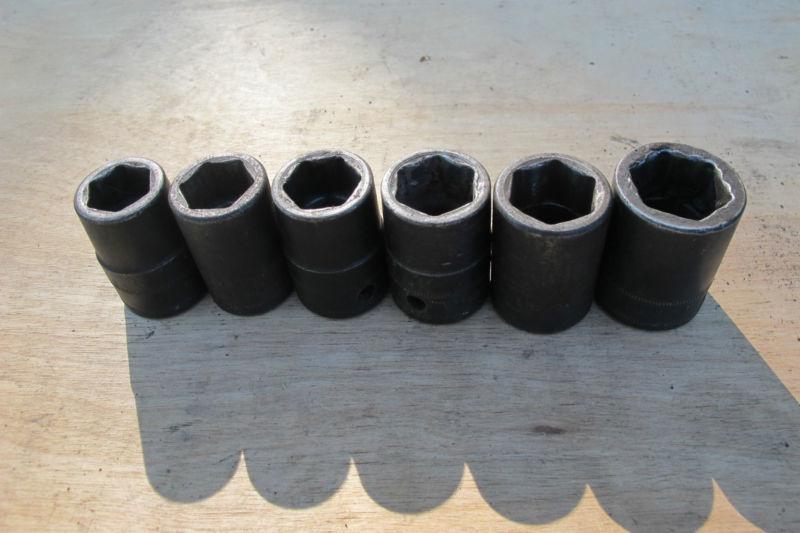 Set of 6 snap on  metric impact shallow socket set 1/2" drive  6 point  free s&h