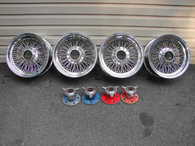 63 64 65 66 67 CORVETTE ZENITH KNOCK OFF CHROME WIRE WHEELS 15 X 7 IMPALA, US $1,599.00, image 2