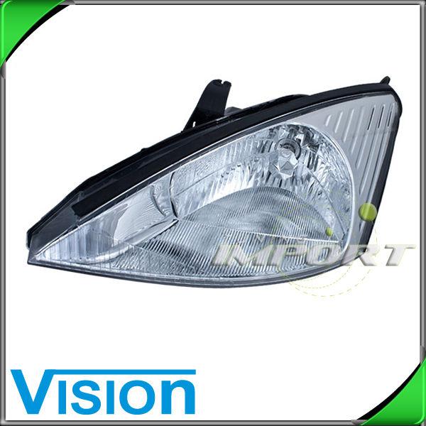 Driver side l/h headlight lamp halogen assembly 00-02 ford focus chrome bezel