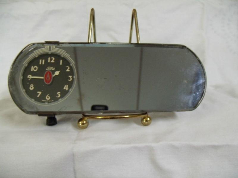 Ford vintage rearview mirror with clock 1930's 