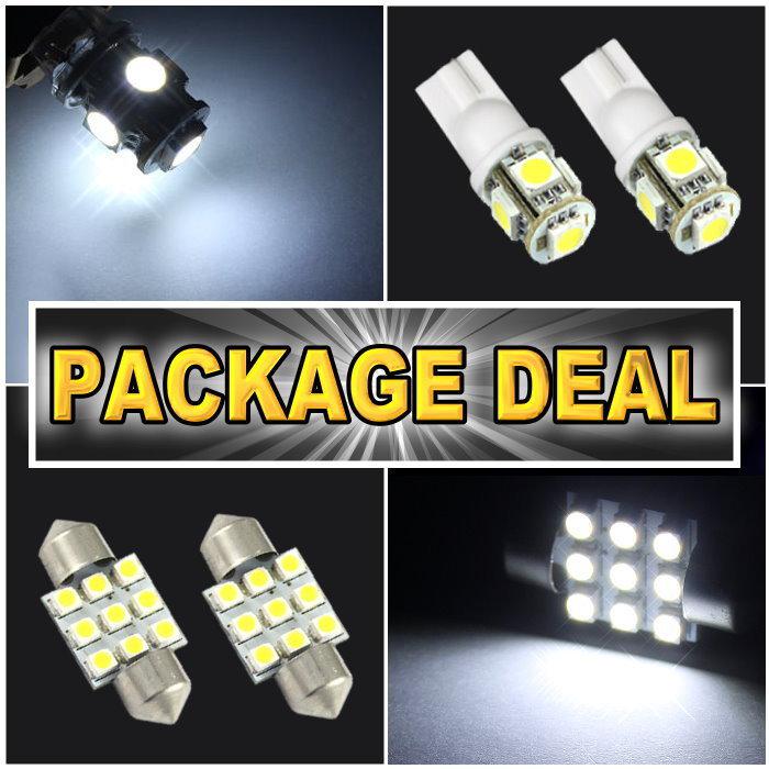 6x white led lights for map t10 + dome 1.25" + license plate package deal #9