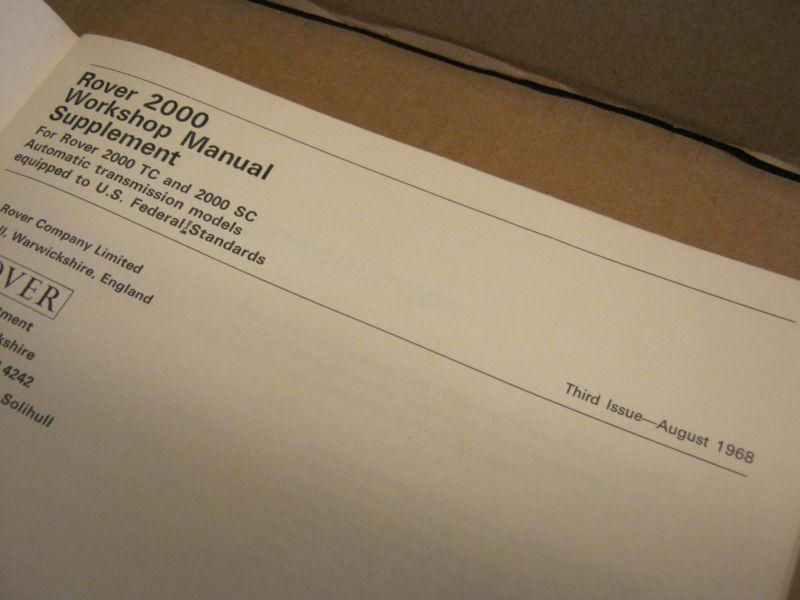 August 1968 ROVER 2000 TC & SC Supplement WORKSHOP MANUAL #605485, US $12.00, image 3