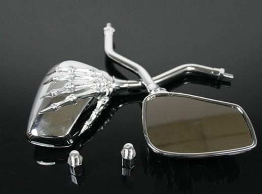 Universal motorcycle rearview mirrors rear view mirror chrome skull hand