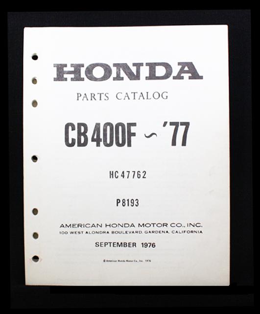 Honda cb400f cb400 cb 400 four parts manual 1975-77 list catalog