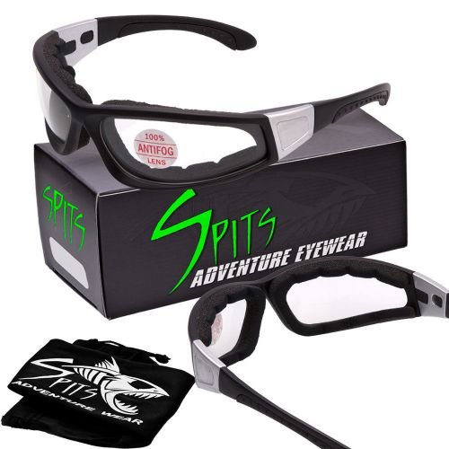 Spits headwind foam padded safety glasses - black/silver frame - clear lenses