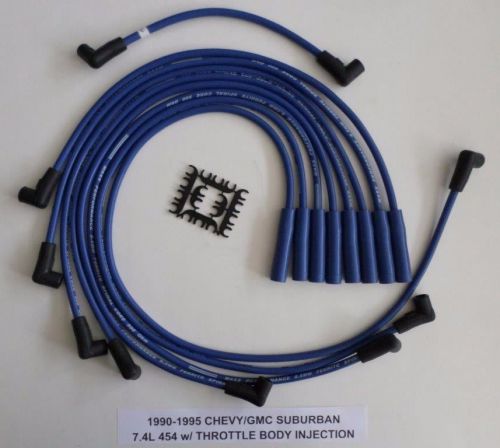 1990-95 chevy gmc suburban 7.4l 454 tbi 8.5mm blue performance spark plug wires