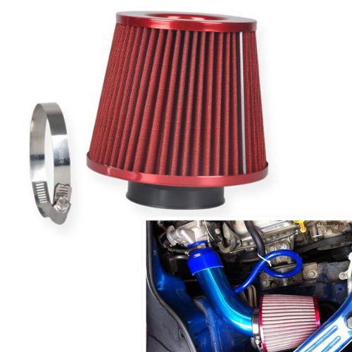 Car suv 3&#039;&#039; inlet high flow short ram/cold intake round cone mesh air filter red