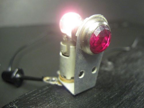 Vintage dialight dash gauge panel light indicator ½” red jewel lens &amp; bulb #2