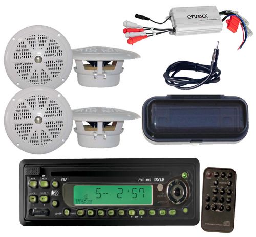 New am/fm-mpx in-dash marine cd/mp3 player, 2 pair speakers. 4 ch amp,antenna
