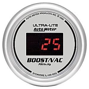 Auto meter 6559 ultra-lite series digital gauge 2-1/16&#034; boost/vacuum silver