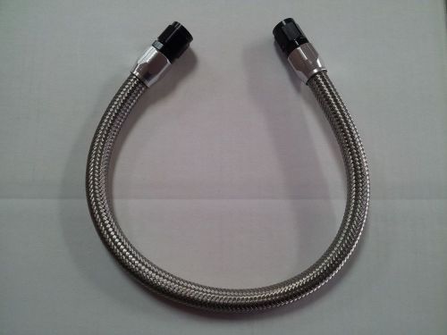 Steel braided assembled line 6an 24&#034; long straight ends usa made polished/black